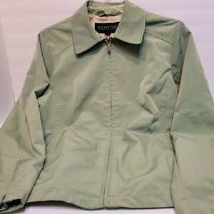 Towne Collection Jacket Womens Medium Green Good Zip Up Collared Windbreaker‎